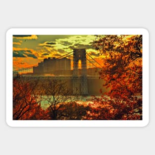 USA. New York. Hudson River. George Washington Bridge. Sticker